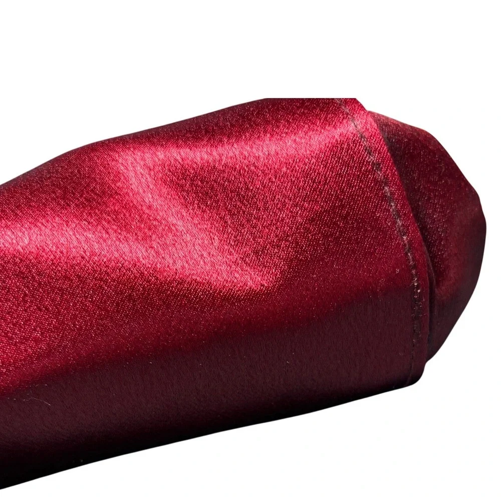 La Regale Evening Clutch Women Small Red Satin Jewel Kiss Lock Chain Strap